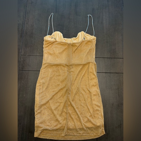 White Fox Boutique gold glam New Year’s Eve bling mini  dress rhinestones NWT XL - Picture 3 of 9